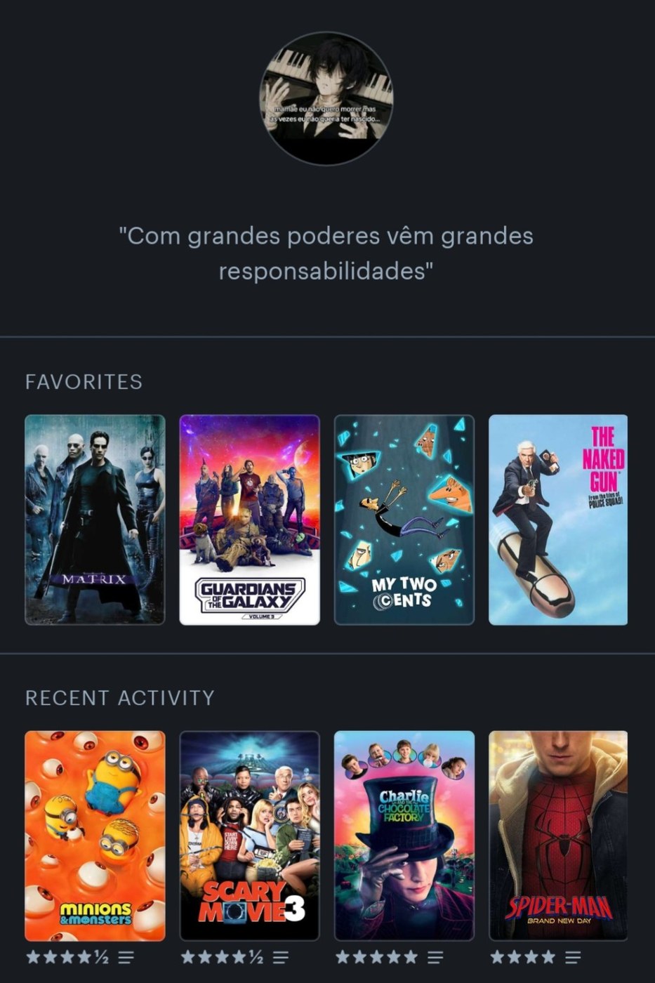 Meu perfil no Letterboxd