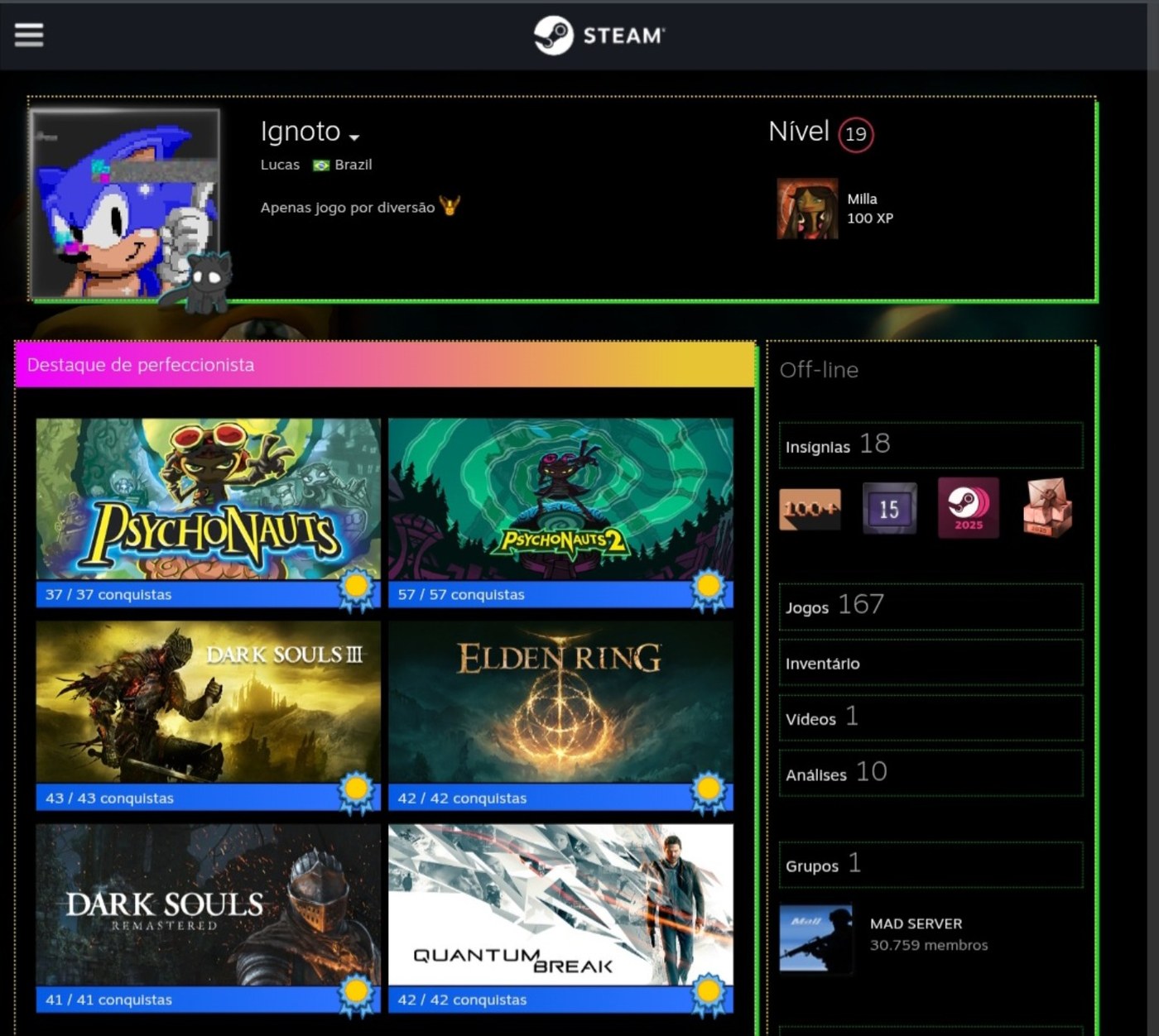 Meu perfil na Steam